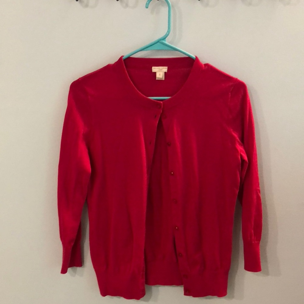 J. Crew Factory Magenta Claire Cardigan